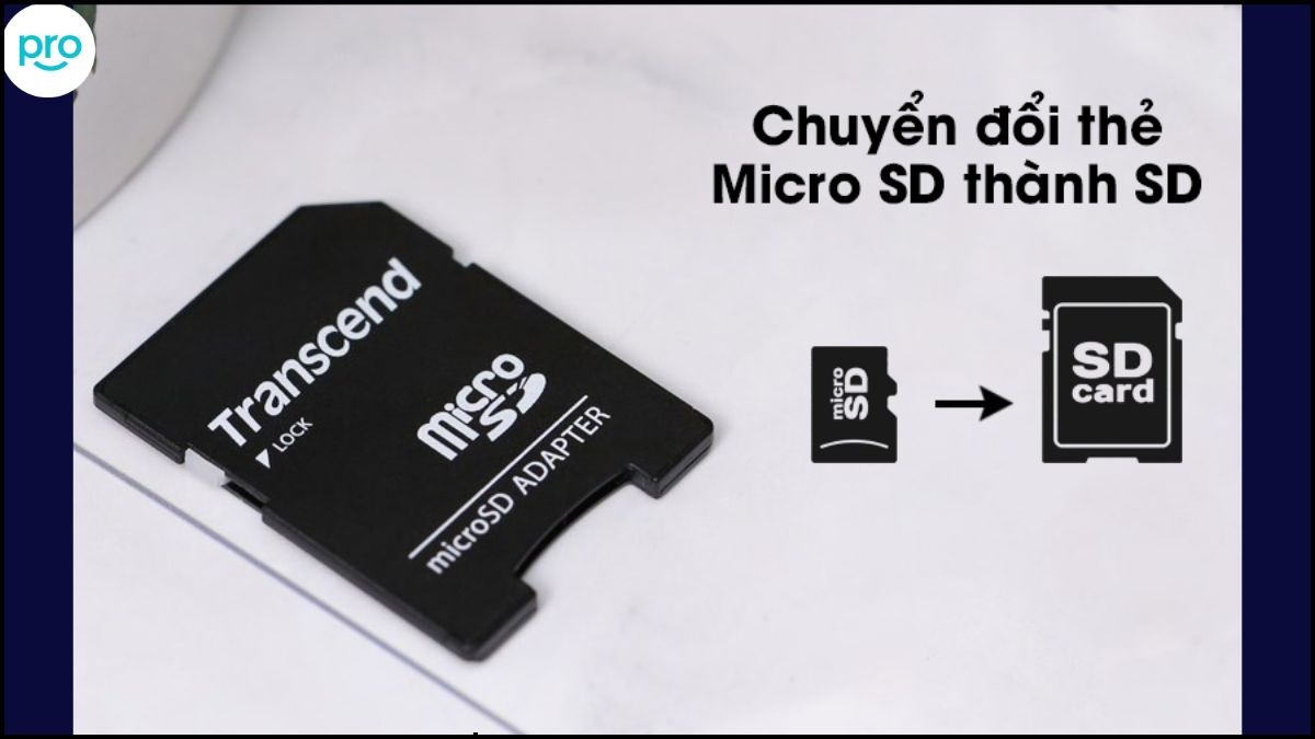 Lắp thẻ MicroSD (microSD card) vào adapter để chuyển đổi sang SD