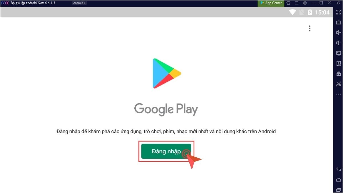 Khởi động NoxPlayer và đăng nhập bằng tài khoản Google của bạn để truy cập vào các dịch vụ của Google Play.