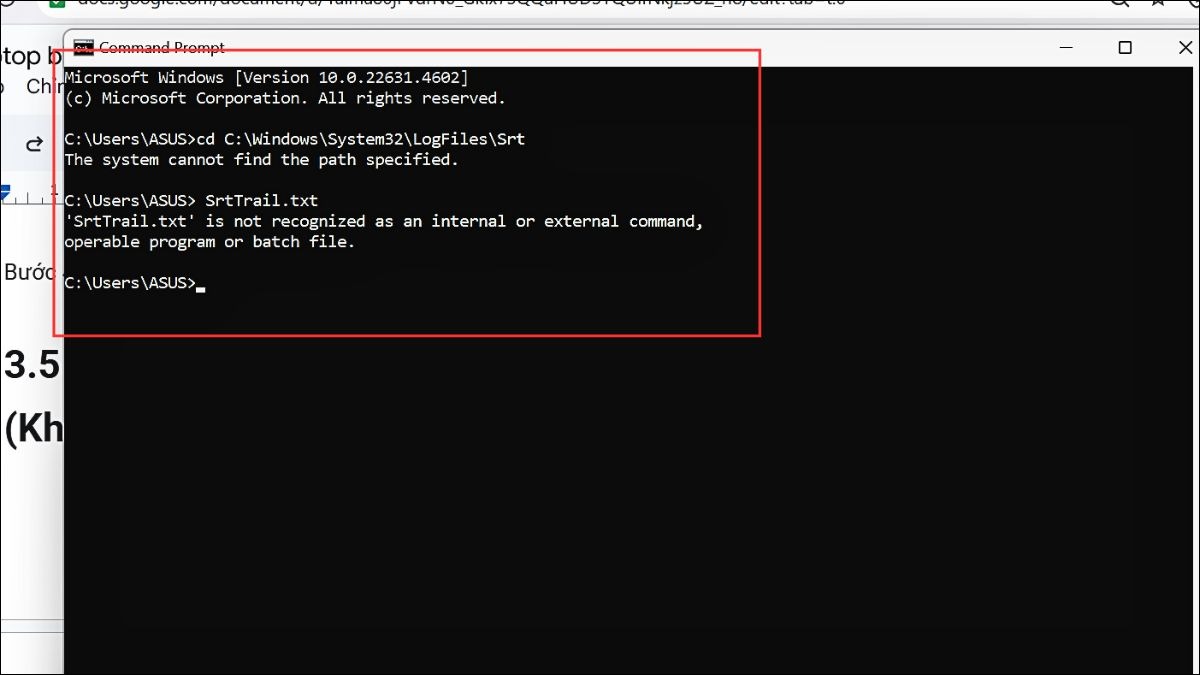 Mở Command Prompt và nhập lệnh