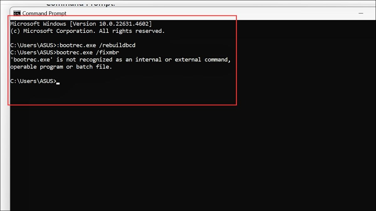 Xây dựng lại Boot Configuration Data