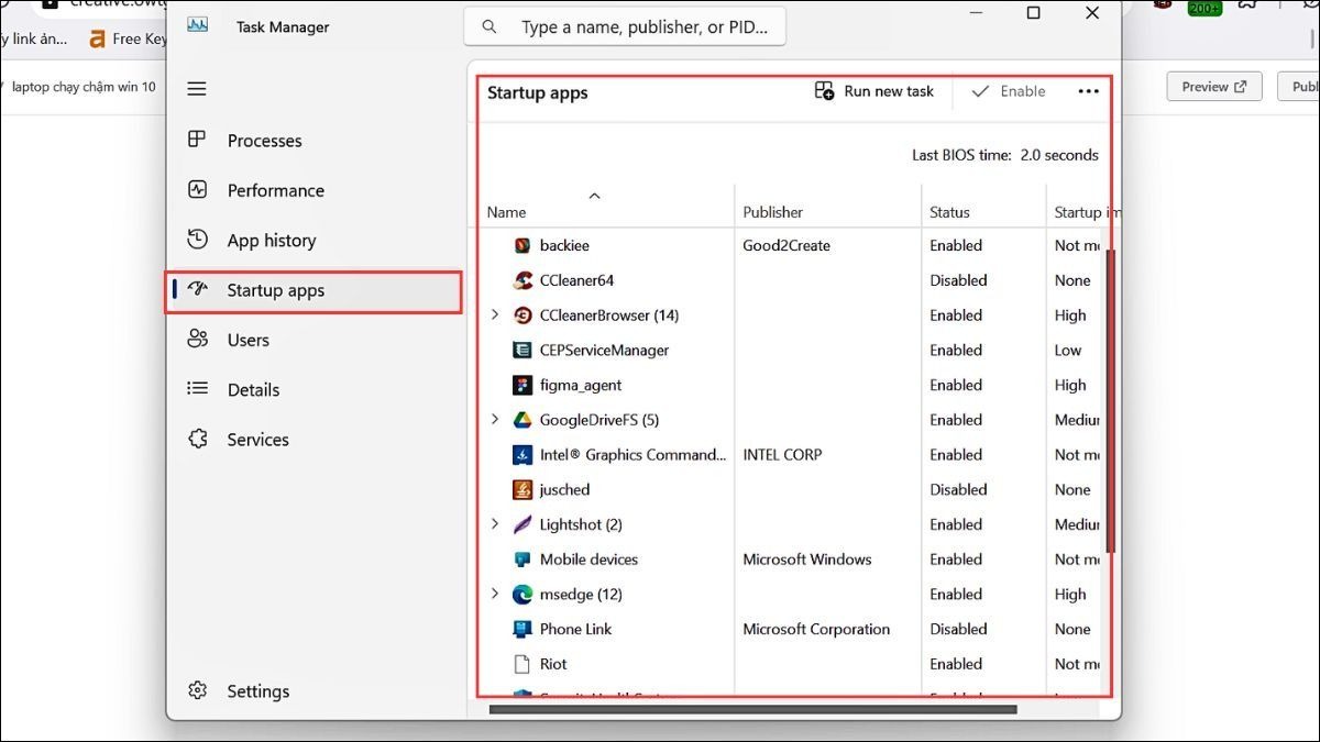 Tắt các chương trình khởi động cùng Windows