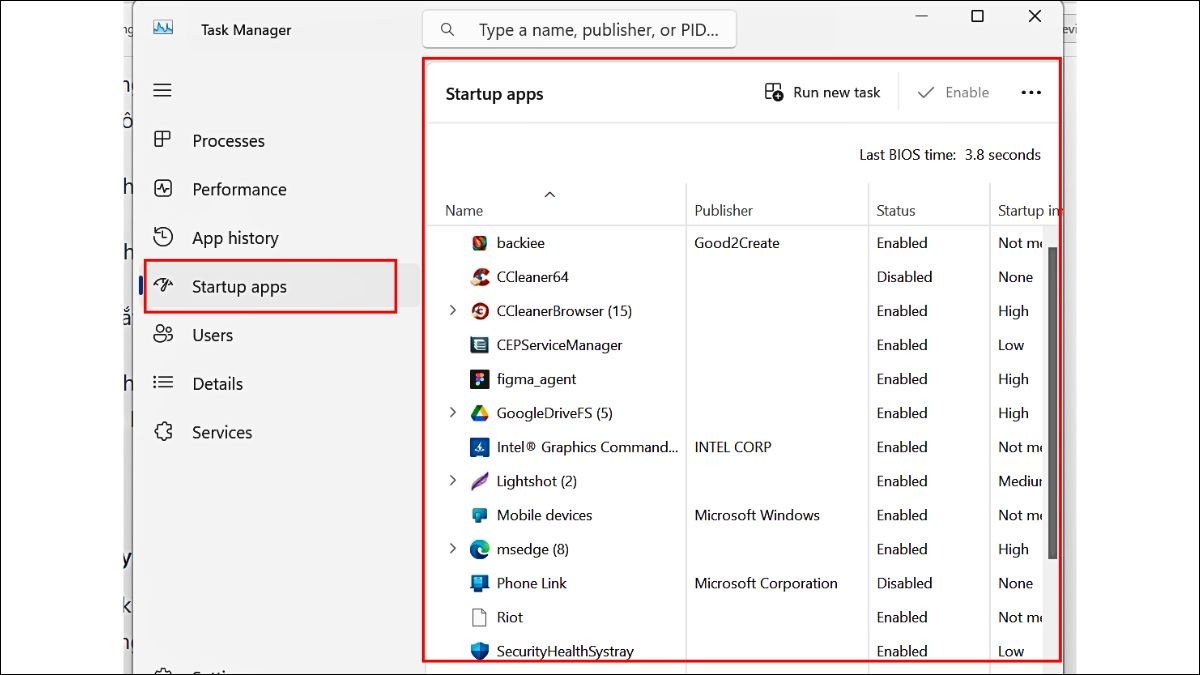 Vô hiệu hóa chương trình khởi động cùng Windows