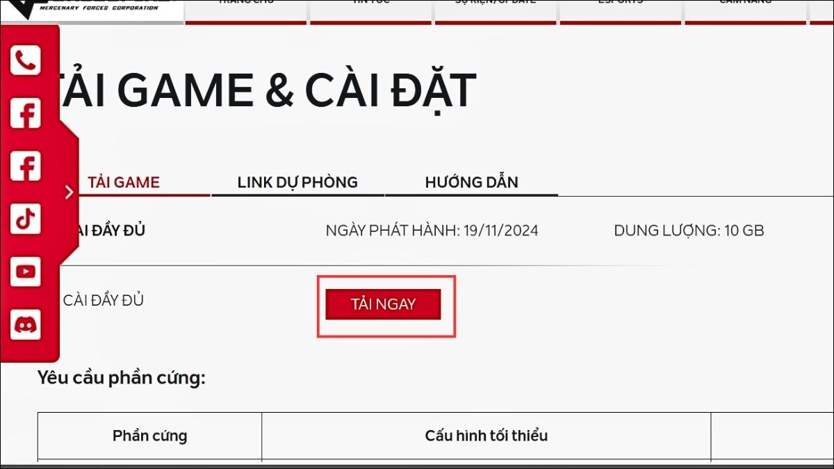 Tải game từ trang chính thức