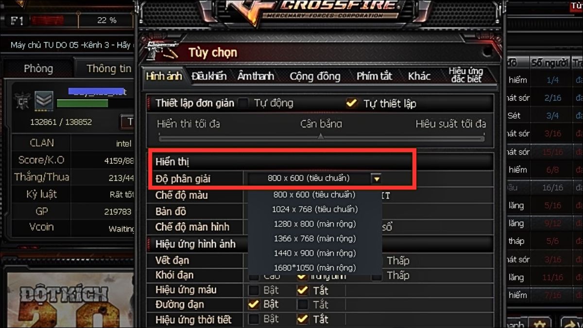 Cài đặt chế độ full màn hình trong game