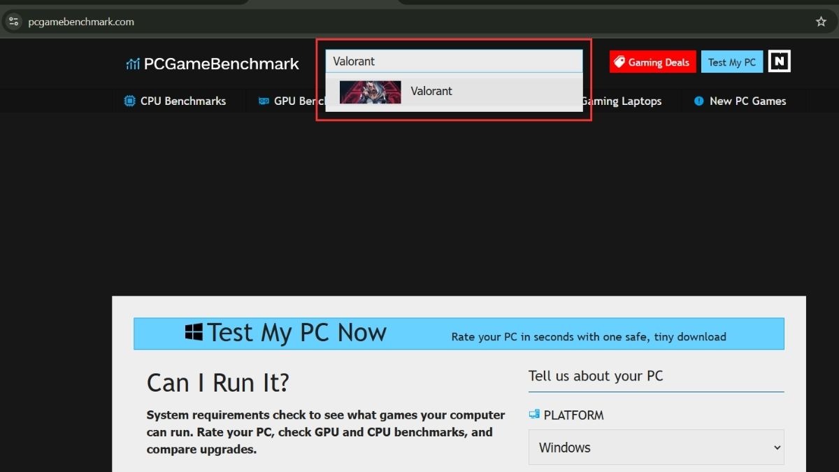 Truy cập trang web What Can I Run từ PCGame Benchmark, sau đó tìm game bạn muốn kiểm tra.