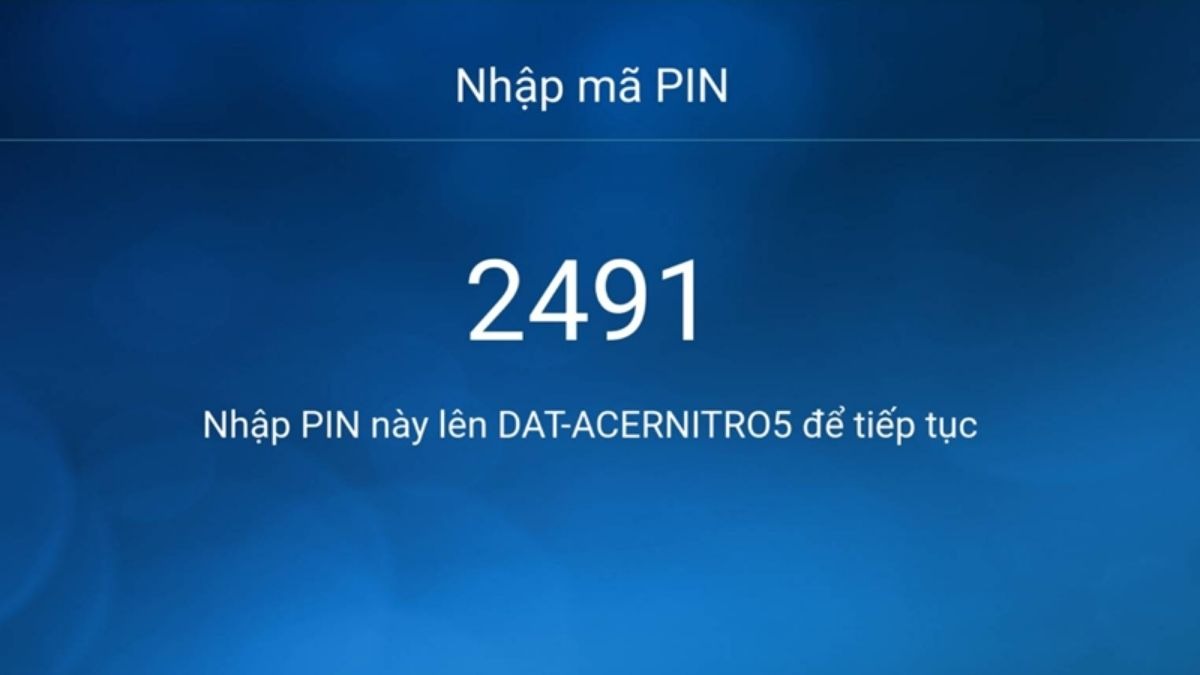 Nhập mã PIN để xác thực kết nối