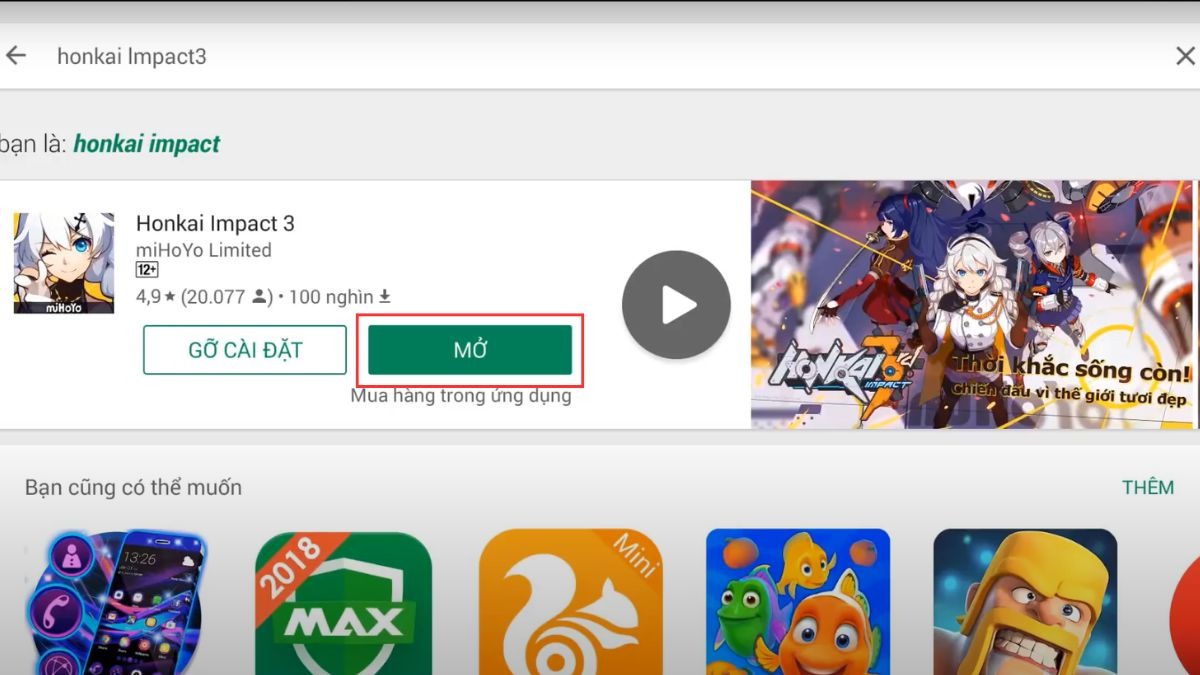 Mở Honkai Impact 3 trong NoxPlayer.