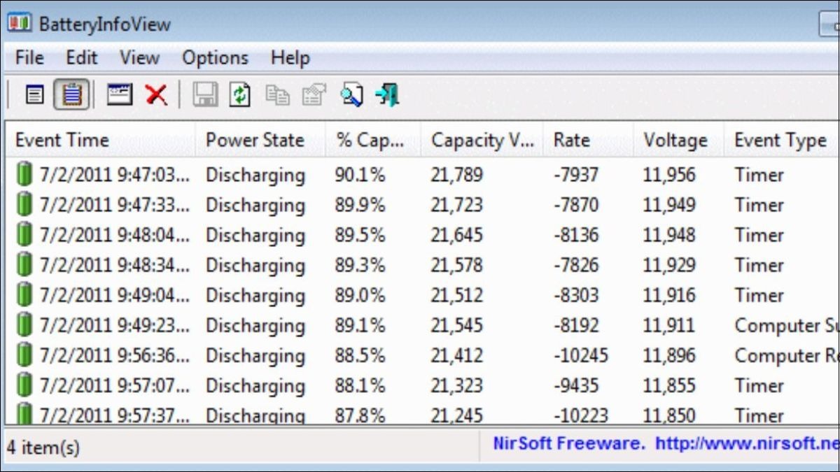Sử dụng phần mềm BatteryInfoView để kiểm tra pin