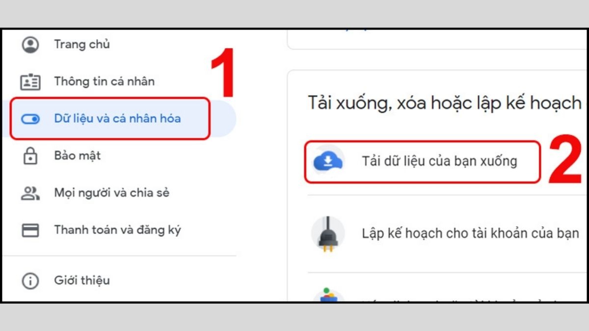 Tải dữ liệu của bạn xuống