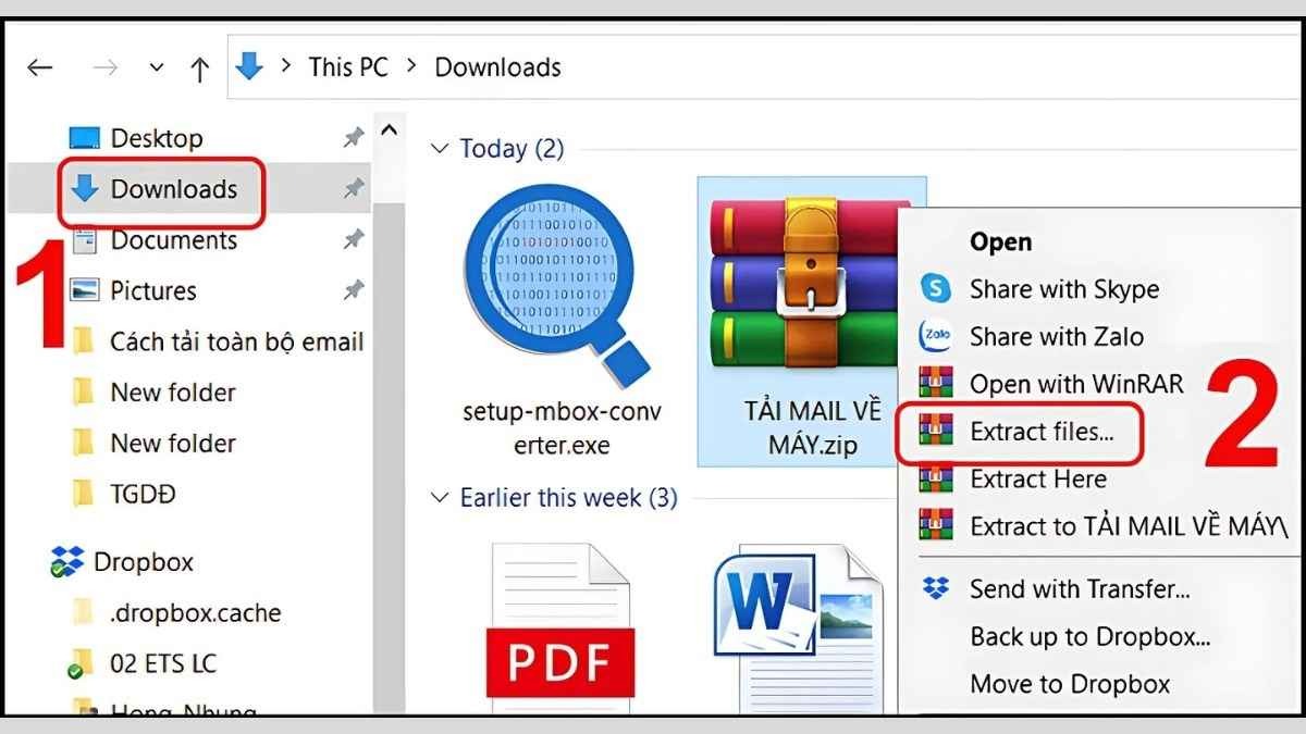 Giải nén file tải về