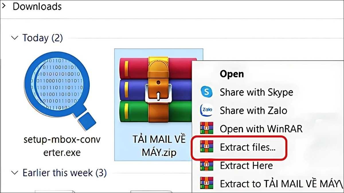 Chọn file .mbox vừa giải nén