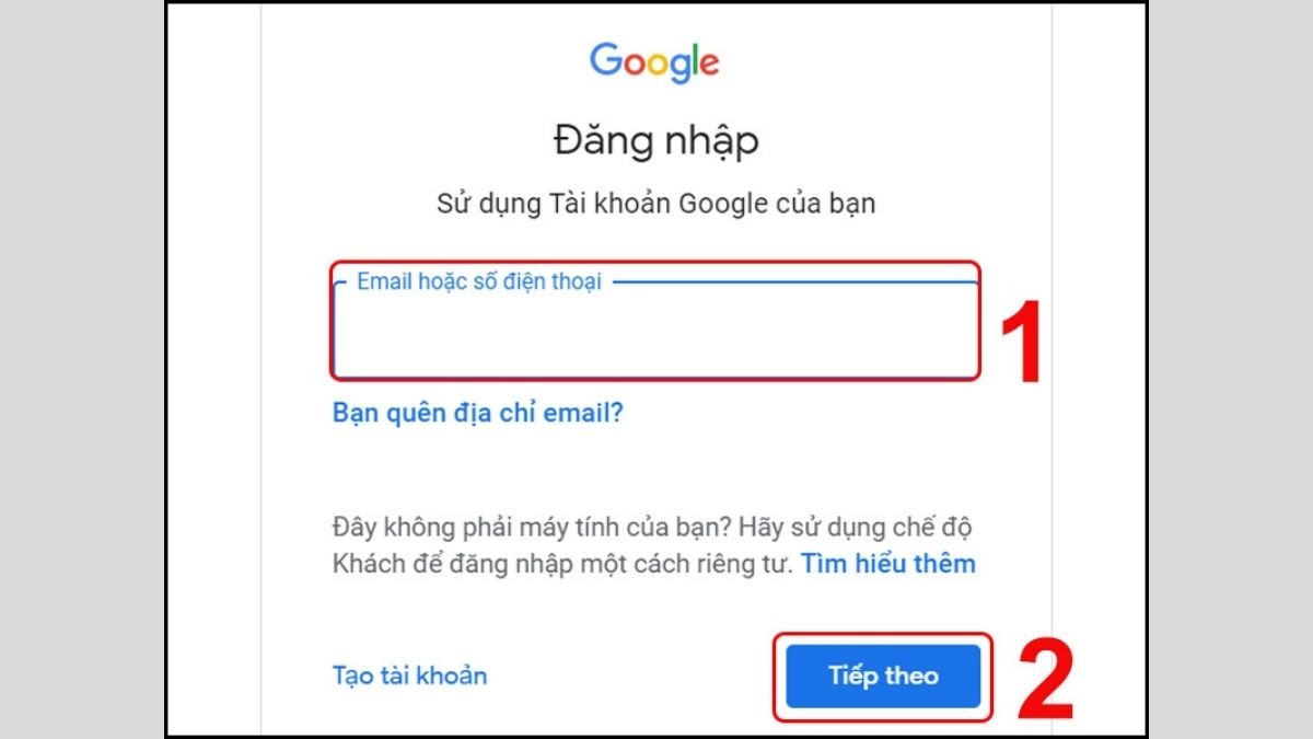 Truy cập Google Account và đăng nhập