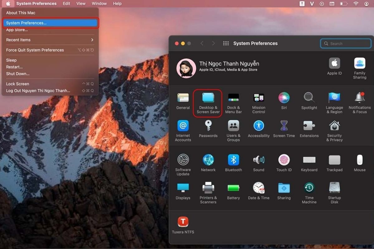 Mở System Preferences bằng cách click vào biểu tượng Apple ở góc trên bên trái màn hình