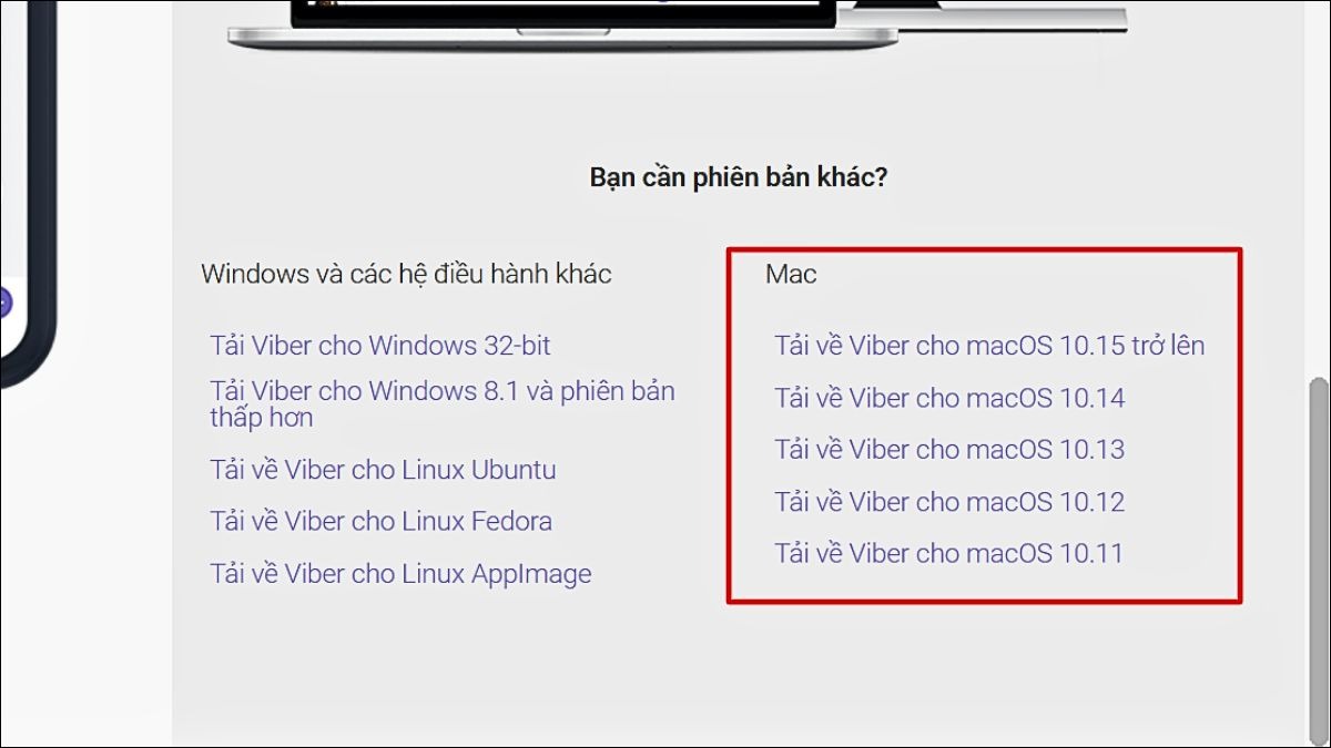 Chọn tải về cho Mac