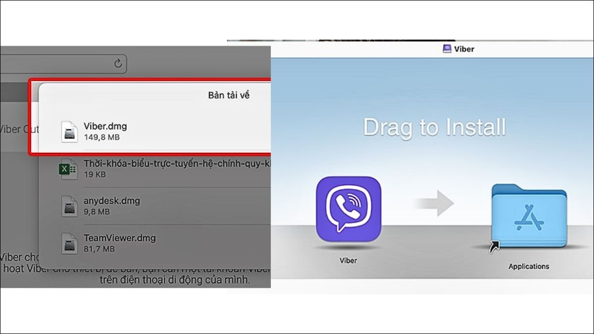 Kéo biểu tượng Viber.app vào thư mục Applications