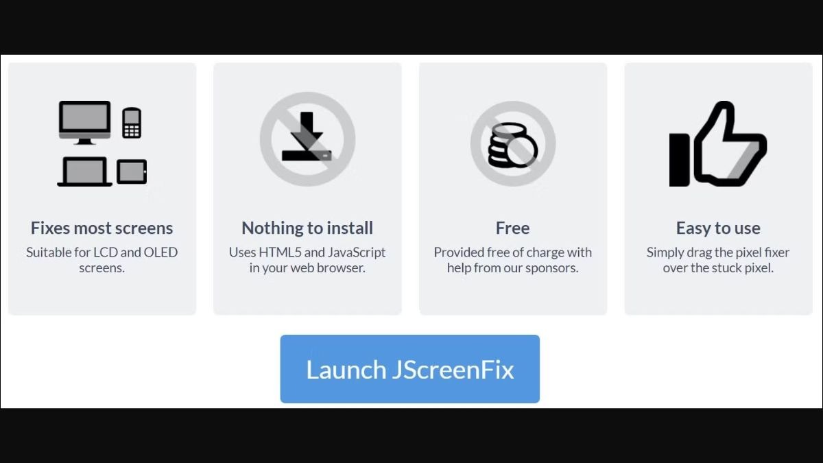 Nhấn Launch JScreenFix để bắt đầu thao tác