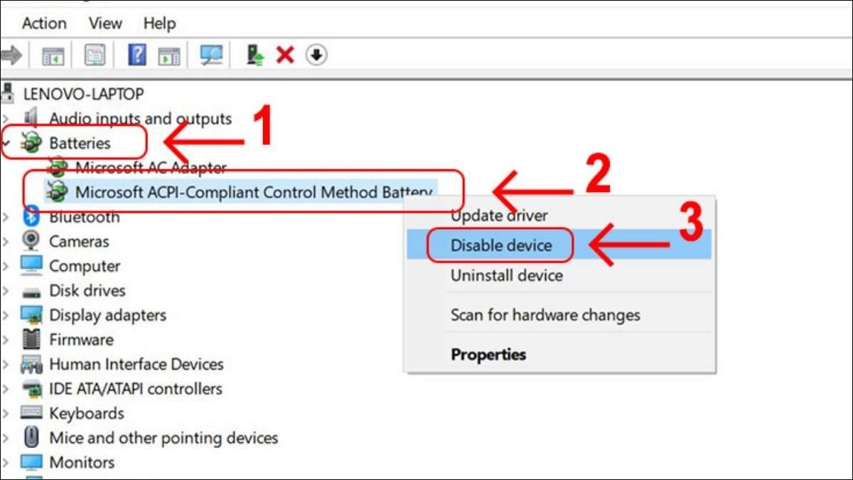 Chọn Disable device