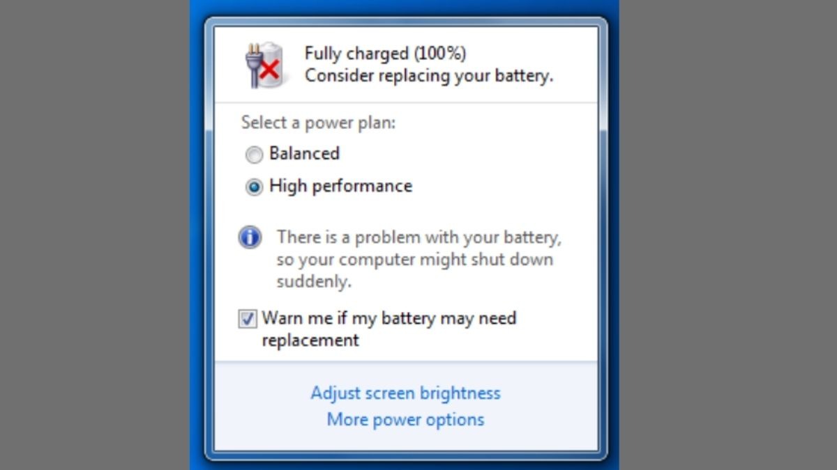 Bỏ dấu tích Warn me if my battery may need replacement