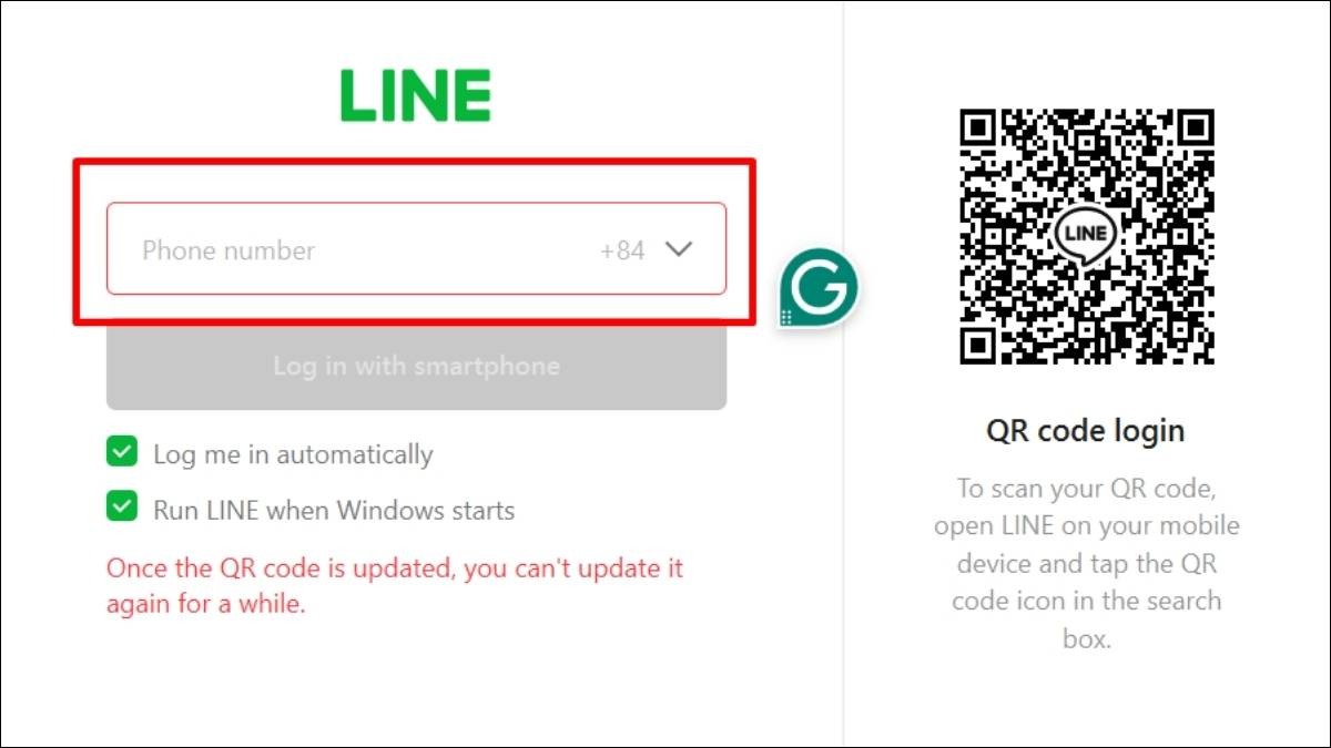 Nhập số điện thoại và mật khẩu LINE của bạn