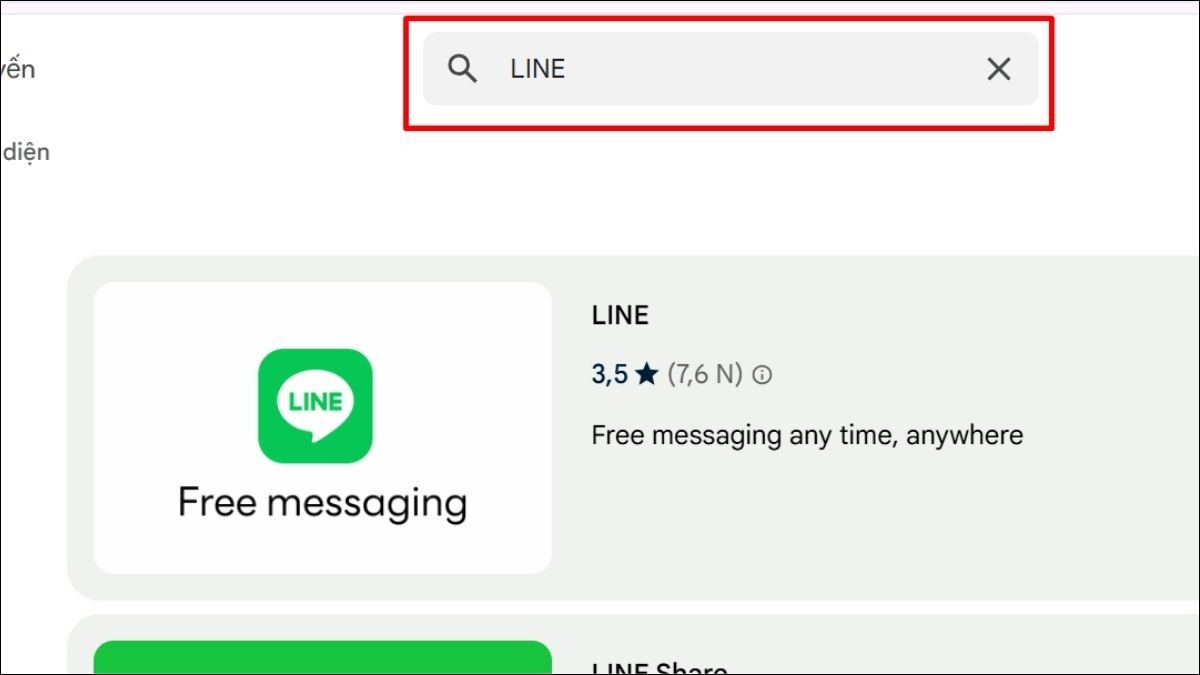 Tìm kiếm tiện ích mở rộng LINE