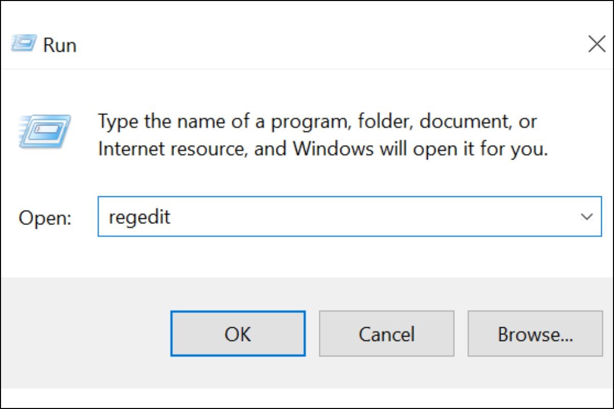 Mở hộp thoại Run (Windows + R), gõ regedit