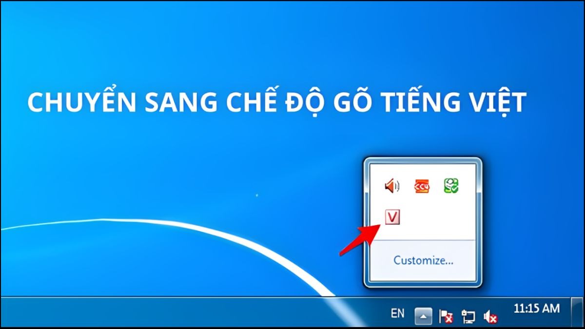 Bạn chuyển sang chế độ gõ bằng tiếng Việt để khắc phục lỗi