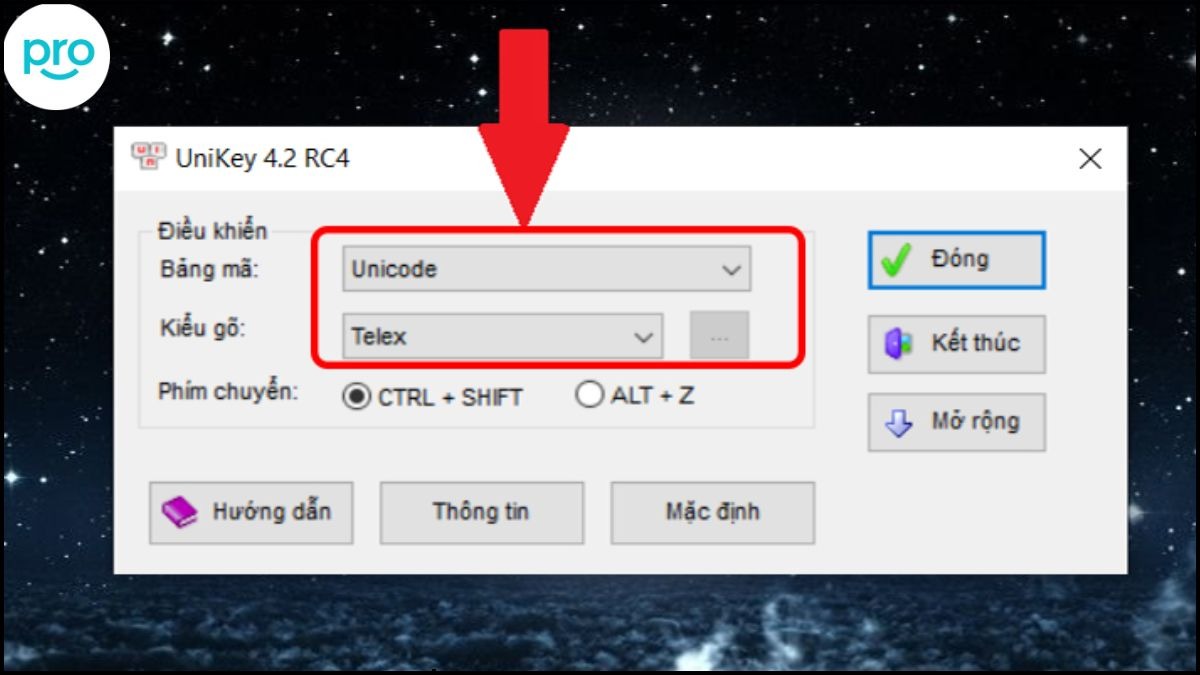 Chuyển đổi sang sử dụng Bảng mã Unicode và Kiểu gõ Telex cho UniKey để gõ tiếng Việt
