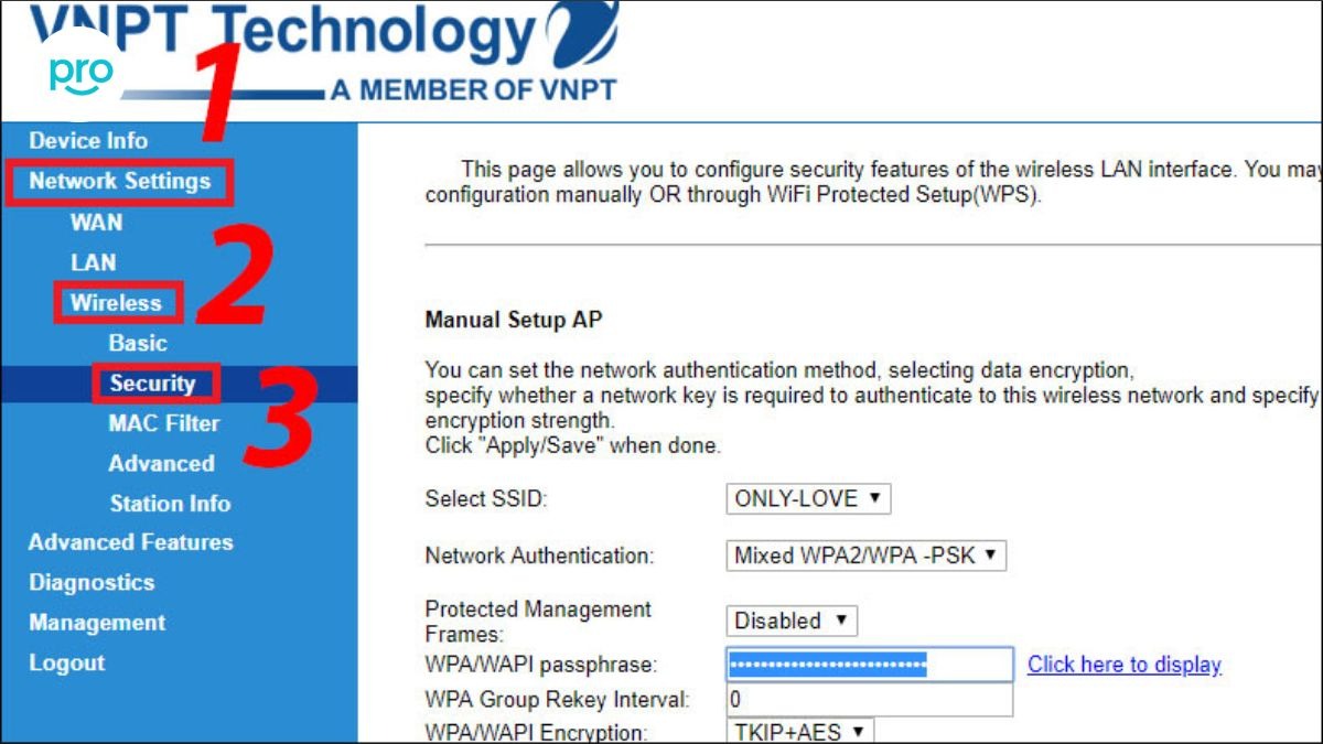 Tìm mục Network Settings > tìm các mục có tên như Wireless