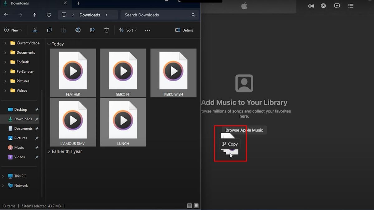 Thêm nhạc từ laptop vào thư viện Apple Music trên máy tính.