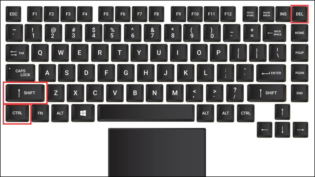 Nhấn tổ hợp phím Ctrl + Shift + Delete (Windows) hoặc Command + Shift + Delete (macOS).