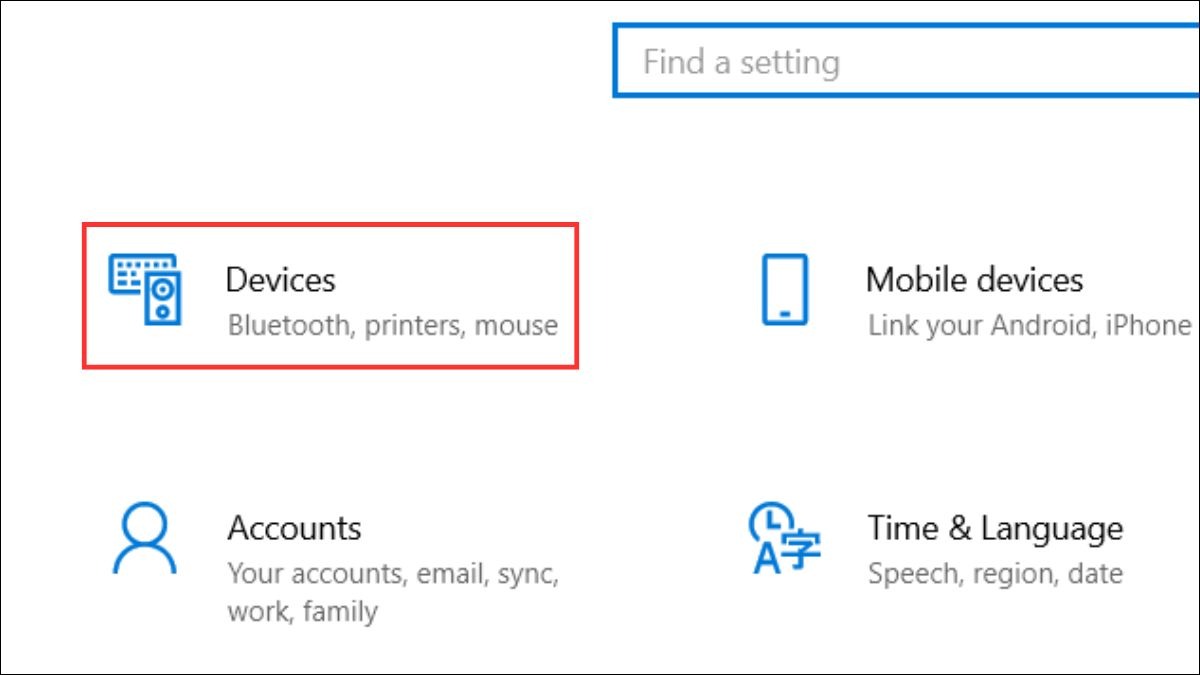 Mở Settings bằng tổ hợp phím Windows + I, sau đó chọn Device.