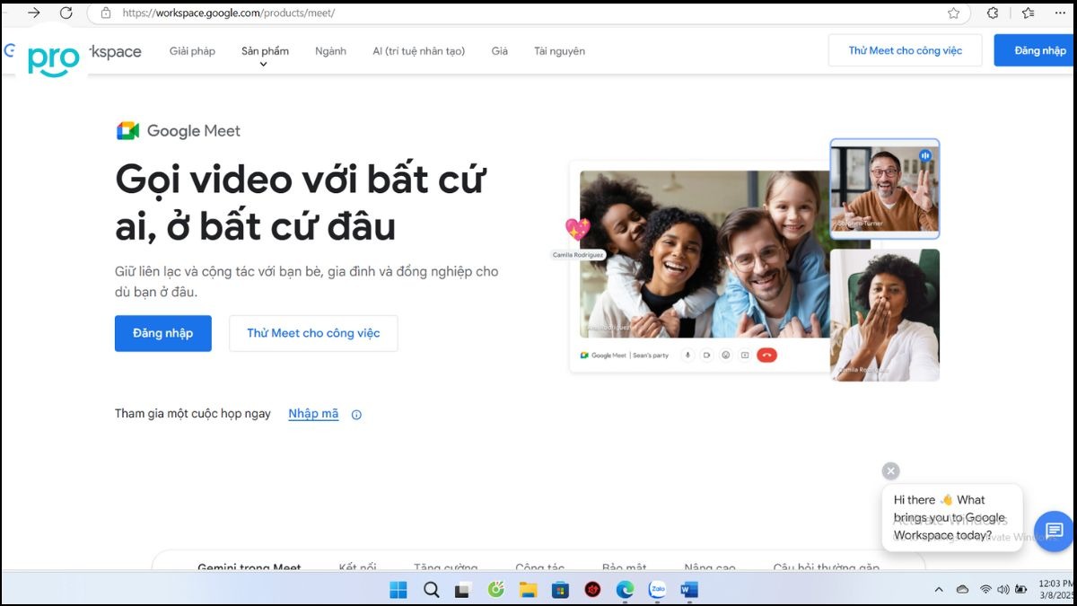 Bước 1: Truy cập địa chỉ meet.google.com. >Đăng nhập bằng tài khoản Google của bạn