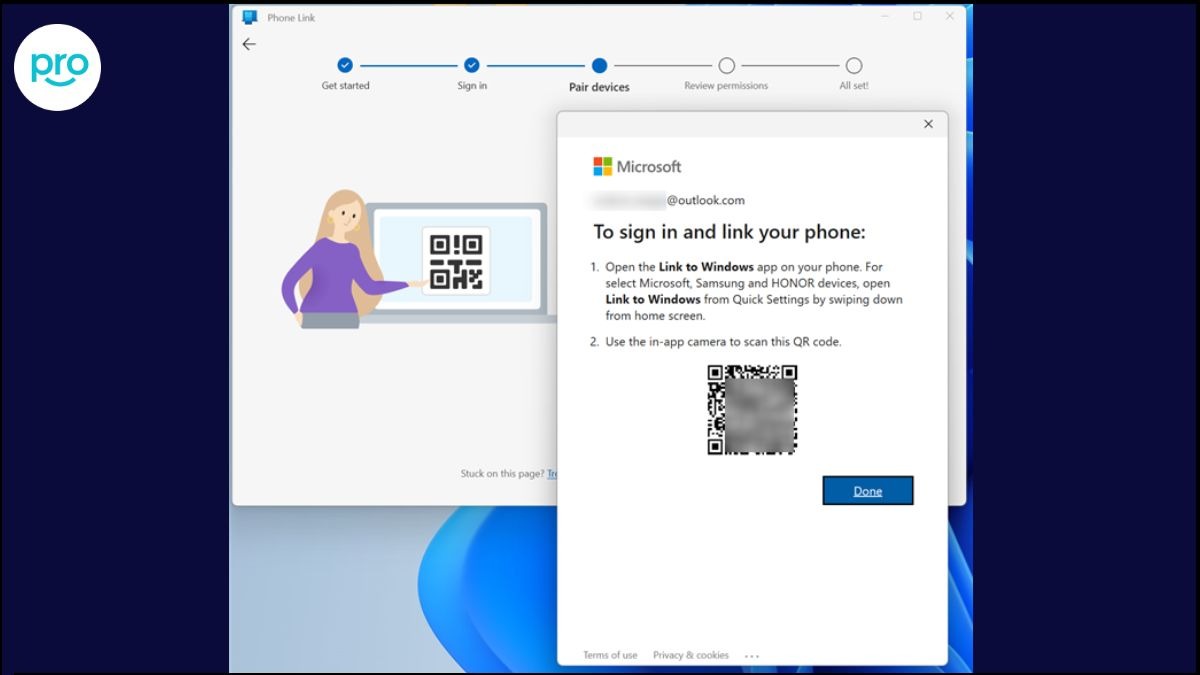 Bước 5: Sử dụng điện thoại để quét mã QR hiển thị trên màn hình laptop