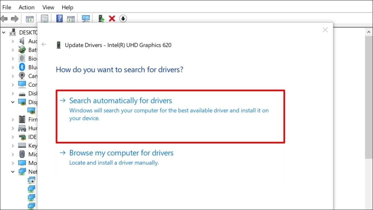 Chọn Search automatically for drivers