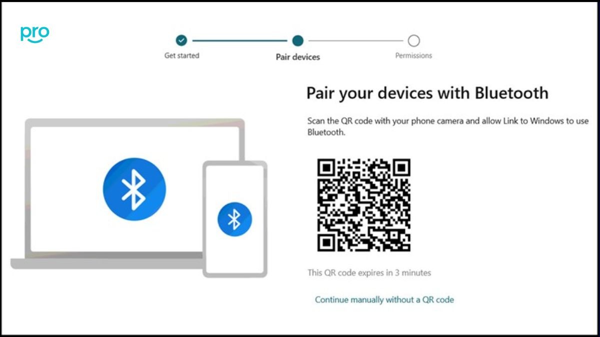 Bước 3: Tiếp đó hệ thống sẽ chuyển qua quét mà QR để kết nối nè, nhớ hãy bật Bluetooth trên máy tính và iPhone luôn nha