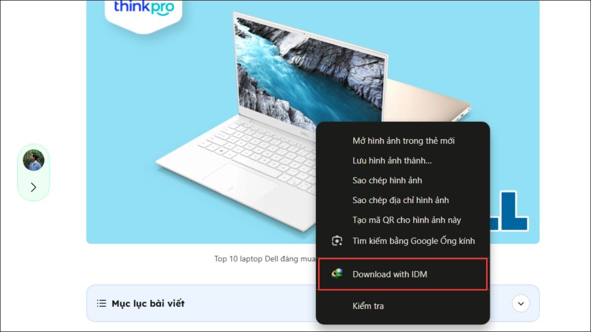 Chọn Download with IDM.