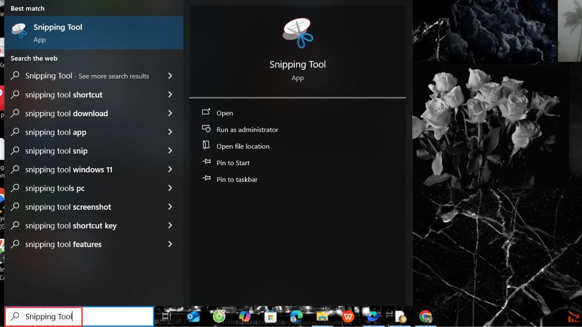 Mở Snipping Tool.