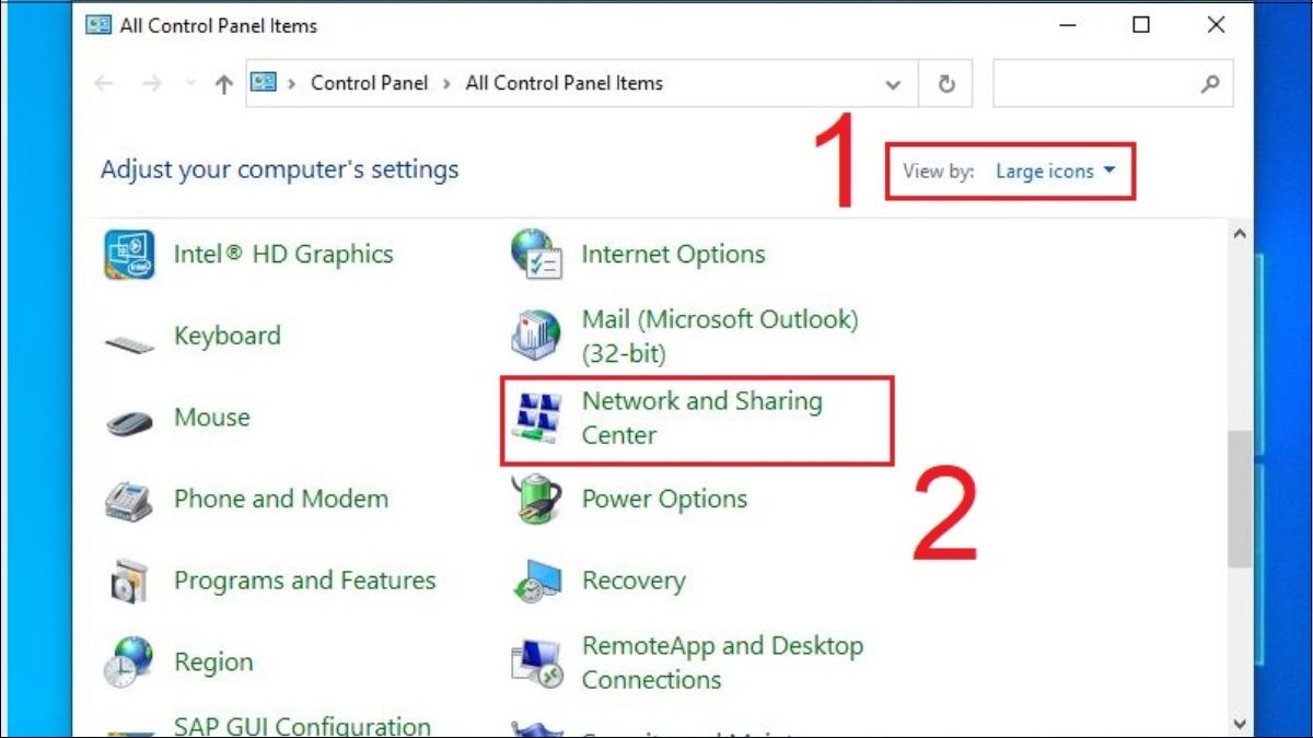Vào Control Panel > Network and Sharing Center > Advanced sharing settings