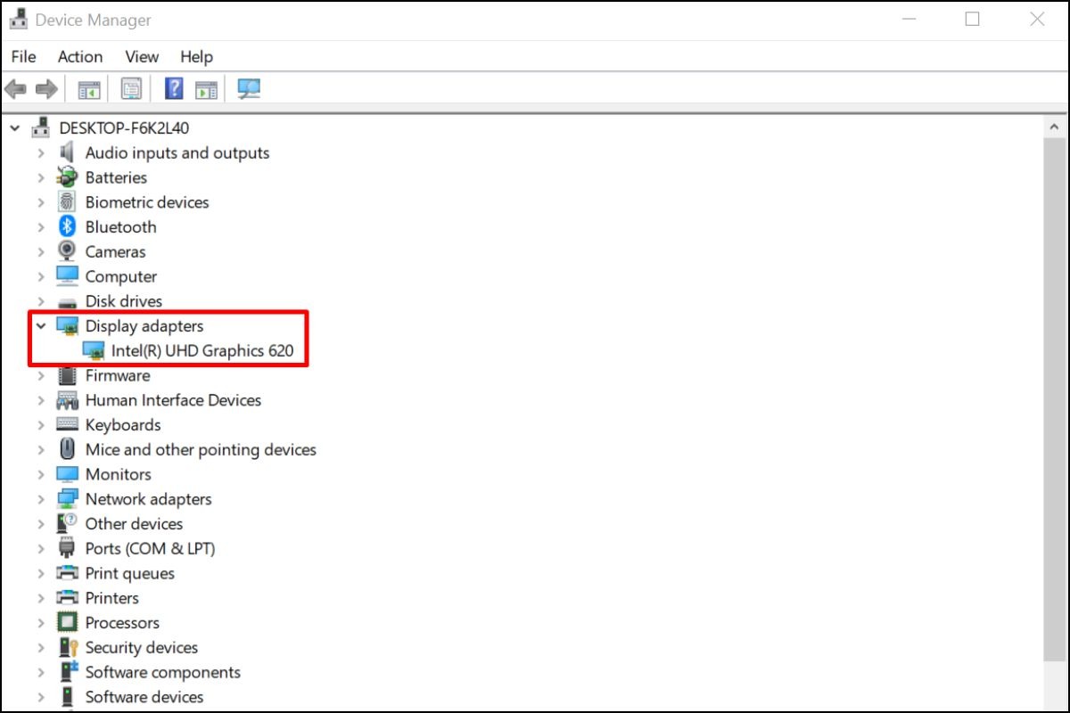 Trong cửa sổ Device Manager, bạn tìm và nhấp đúp chuột vào mục Display adapters