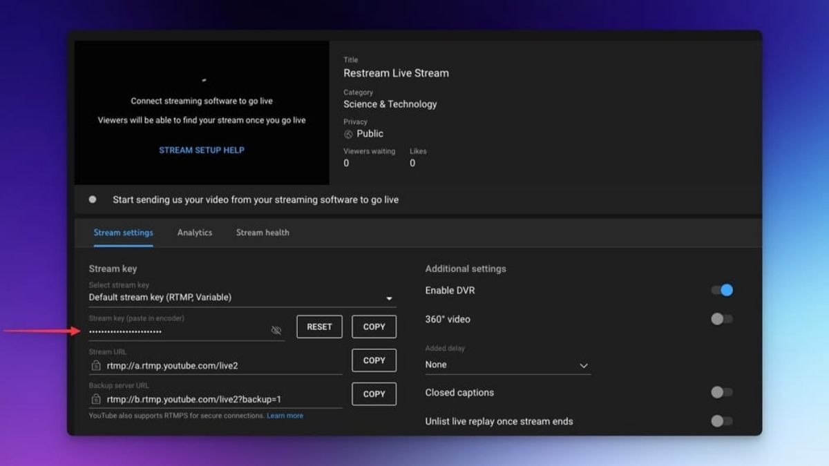 Lấy Stream Key từ YouTube