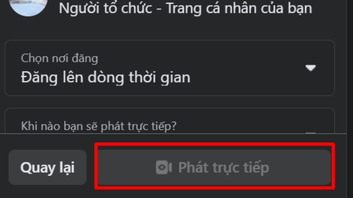 Nhấn nút Phát trực tiếp để bắt đầu livestream