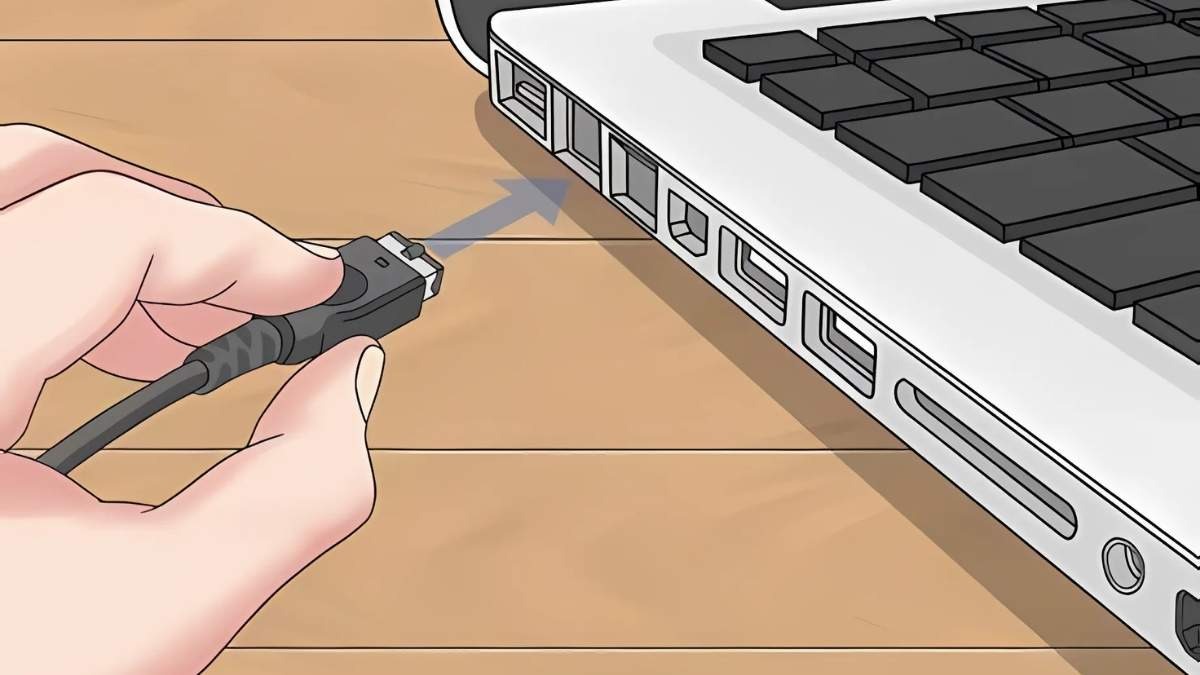 Cắm đầu còn lại của cáp Ethernet vào cổng RJ-45 trên Máy tính 2