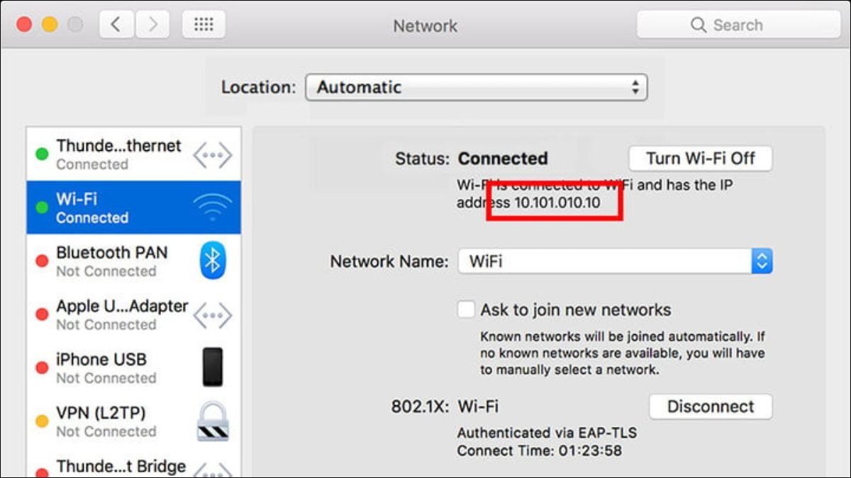 Nhấn vào Network