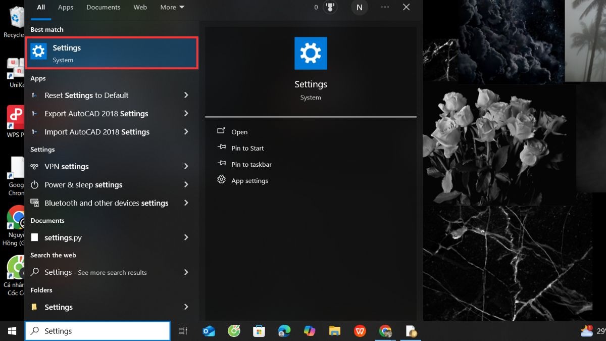 Mở Settings bằng cách nhấn phím Windows + I.