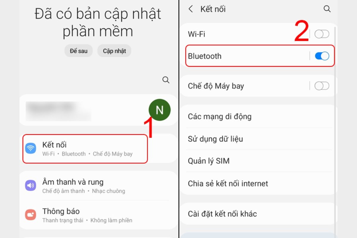 Bật Bluetooth trên laptop và điện thoại