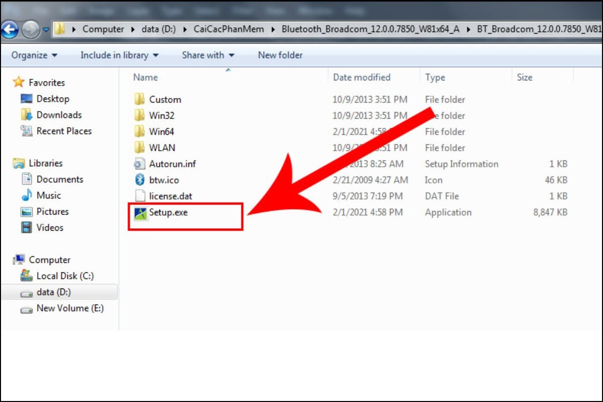 Giải nén file driver đã tải về