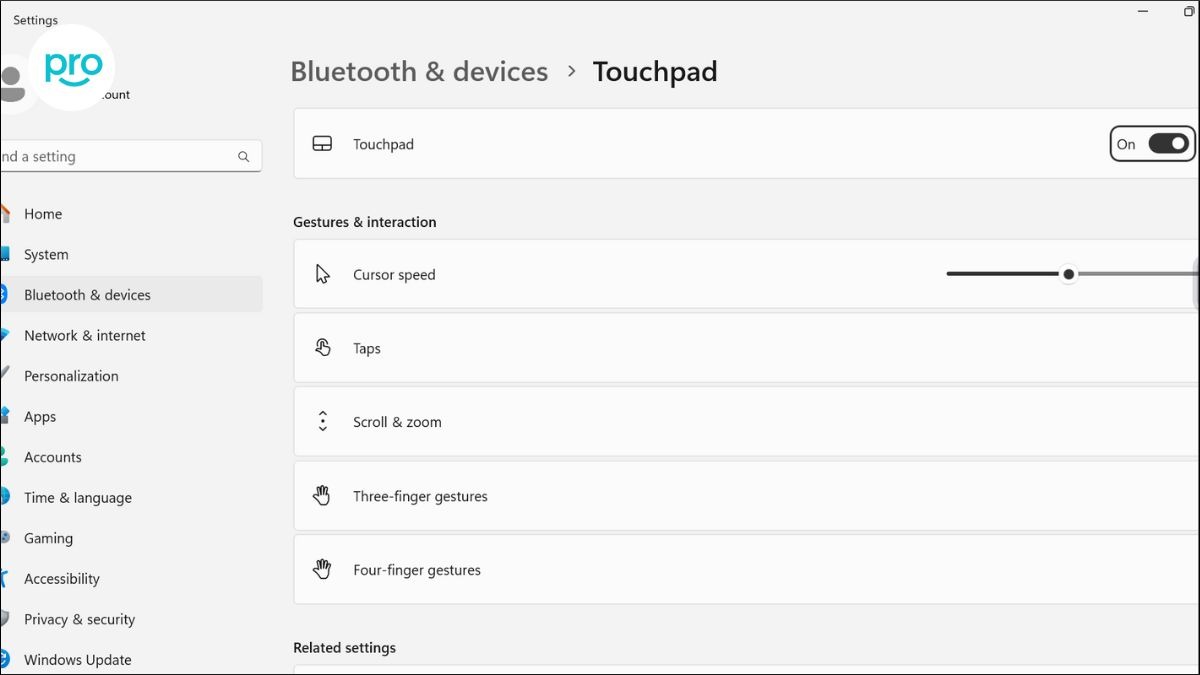 Cách cài đặt Touchpad trên win 11
