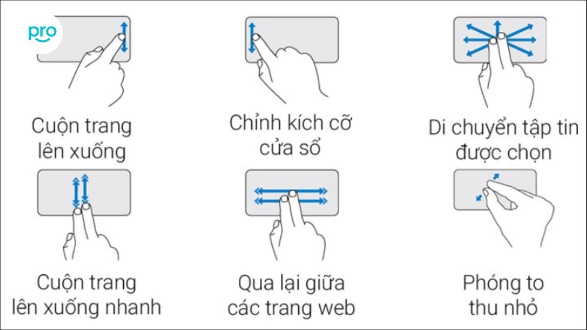 Các thao tác cơ bản (di chuyển con trỏ, nhấp chuột, cuộn trang,...) trên TouchPad
