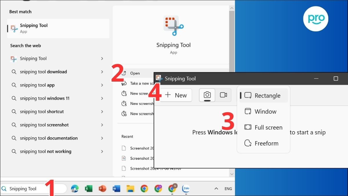 Sử dụng công cụ Snipping Tool để chụp ảnh màn hình