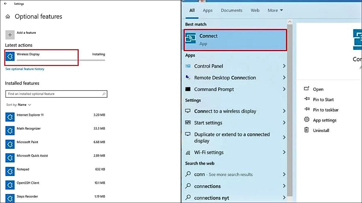 Mở ứng dụng Connect